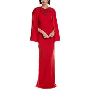 Marchesa Notte Womens  Crepe Maxi Dress, Red